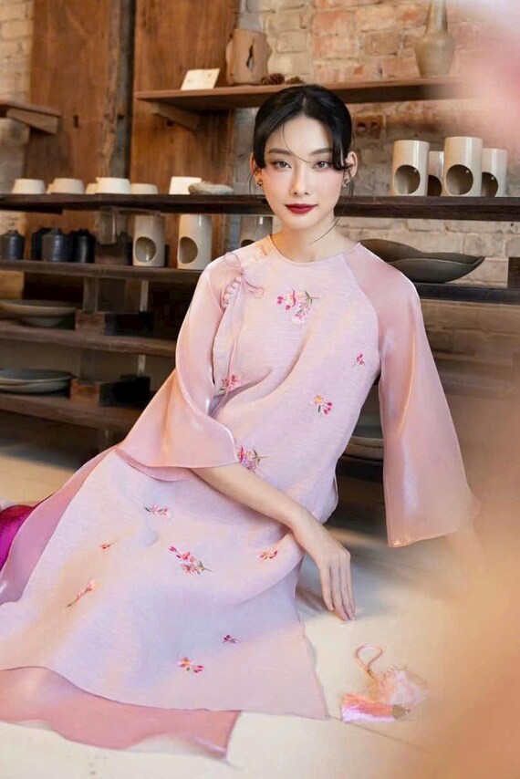 chinese dress ladies Light Green/Pink Loose A Line Cheongsam Qipao Dress – Oriental Me