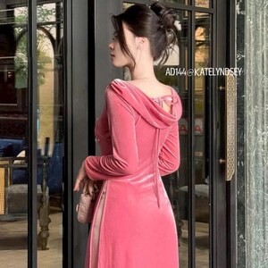 hot pink velvet dress long sleeve Pink Velvet Dress Long Sleeve Luxe To The Touch Hot Pink Velvet Long Sleeve  Wrap Mini