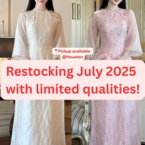 Flower 3D Printed Mid Sleeve Pre-made Vietnamese Women Modern Ao Dai Cach Tan Set with Pants,Lunar New Year Dress Ao Dai,Cute Tet Dress Gift