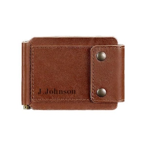Cartera para hombre grabada personalizada, cartera de cuero genuino negro suave, regalo personalizado para él, novio, esposo, papá, regalo de Navidad