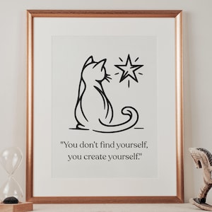 Finde dich selbst, Katzen Poster, Zitat, funky Poster Druck, Inspiration, Preppy Print, Katzen Wandkunst, Geschenk für Katzenliebhaber, Katzen Drucke