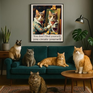 Trova te stesso, crea il tuo poster, poster divertenti con gatti, stampa di poster funky, meme sui gatti, stampa, arte murale, regalo per amanti dei gatti, gatto, arte animale