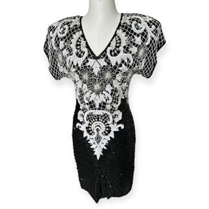 princess polly baby blue dress Dresses | Nwt Vintage 8s Beaded Art Deco Silk Sequin Party Wiggle Mini Dress  M main image 1
