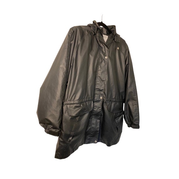 Clipper Mist by London Fog Black Unisex Rain Coat With Zipper and