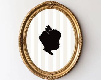 Vintage Custom Silhouette Portrait Personalized Digital File Kids Outline,Family gallery wall,Classic Grandmillennial Timeless Nursery Decor