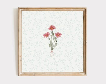 Vintage Coquette Floral Wall Art,  Minimal Preppy Prints, Digital Download, English Garden Wall Art, Printable Dorm Room Art, Trendy Decor