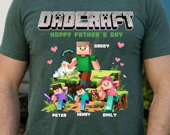 Aangepast DadCraft-shirt: bijpassend familie-T-shirt voor vaderdag Game