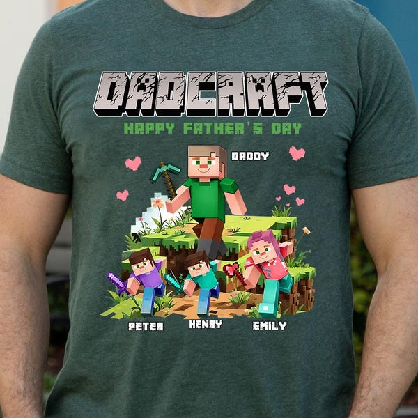 Custom DadCraft Shirt: Gamer Father's Day Matching Family Tee