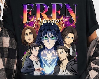 Camiseta unisex de Eren Yeager, Ataque a los Titanes, manga anime