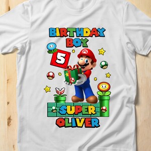 Benutzerdefinierte Mario Geburtstag Shirt, Super Mario Familien Shirts, Mario Geburtstag Shirt, Mario Geburtstagsparty, Super Mario Shirt, Bella Canvas Shirt