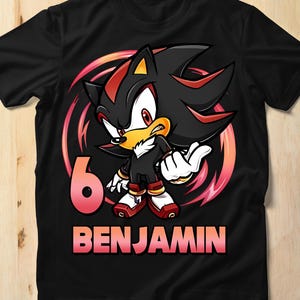 Benutzerdefinierte Sonic Shadow Geburtstags-Shirt, Shadow the Hedgehog Shirt, Sonic Shirt, Sonic the Hedgehog 3 Shirt, Bella Canvas Shirt