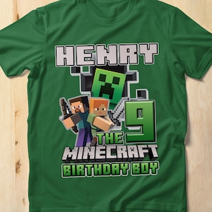 Benutzerdefinierte Block World MineC Geburtstag Shirt, Benutzerdefinierte Familie Geburtstag T-Shirt, Gamer Geburtstag T-Shirt, Kinder Geburtstagsgeschenk, Bella Canvas Shirt