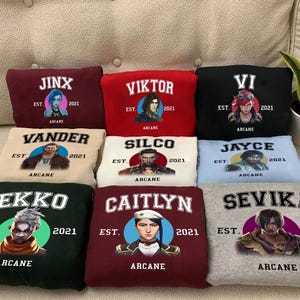 Jinx Shirt, Arcane 2, Caitlyn, Viktor, Ekko, Jayce, Violet/Vi, Bella Canvas Shirt, League of Legends Anime lol