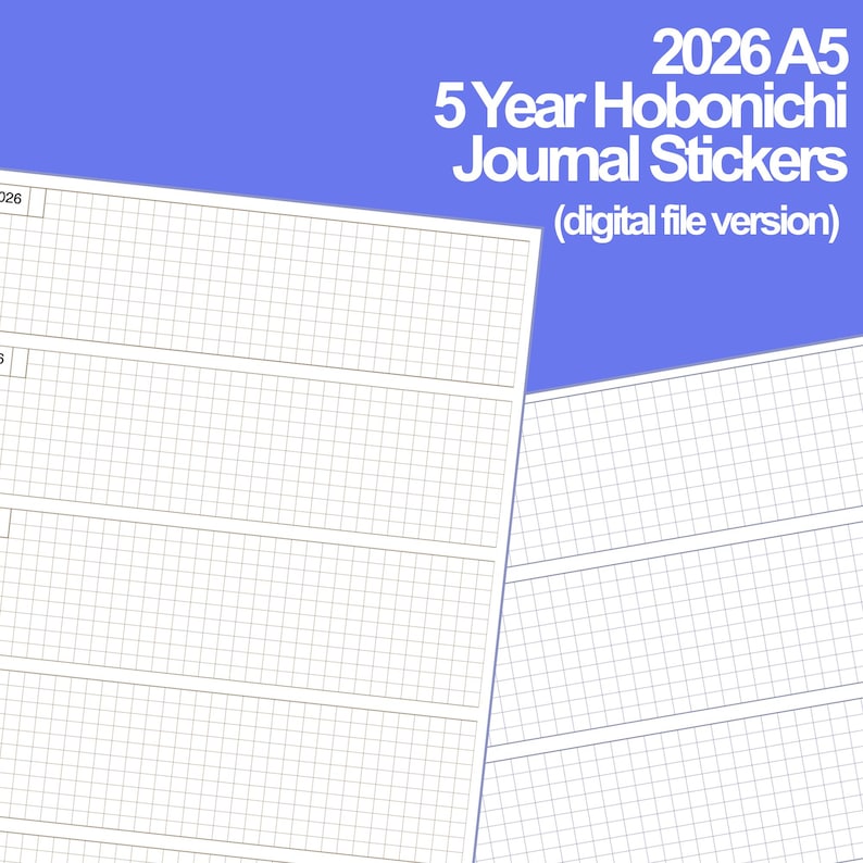 A5 | 2026 Hobonichi 5 Year Stickers | Digital File | Includes PDF ...