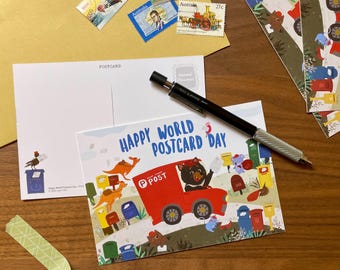 Happy World Postcard Day | Animal Postman | Postboxes Around the World | A6