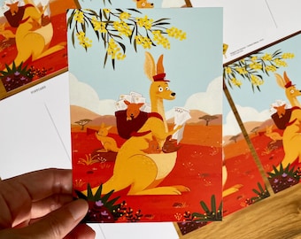 Kangaroo the Postman | Animal Postman | Australian Animals Postcard | A6