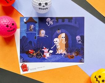 Bilby the Postman | Animal Postman | Halloween Postcard | Skeleton Mails | A6