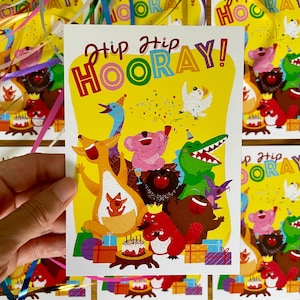 Hip Hip Hooray | Birthday Postcard | Australian Animals Postcard | A6