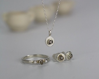 Rough Diamond Wedding Jewelry Set