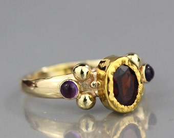Garnet Engagement Ring, Solid Gold Garnet Ring, Oval Cut Engagement Ring, Garnet Helena Ring, Garnet Wedding Ring, Red Garnet Ring