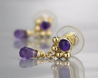 Lila Ohrringe, Amethyst Frühling Ohrstecker, Lila Schmuck, Amethyst Ohrringe, Boho Ohrringe, Amethyst Schmuck, Gold Filled Ohrringe