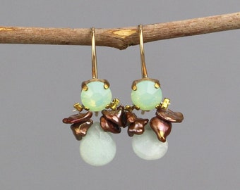 Delicate Gemstone Earrings, Holiday Gift Idea for Her, Light Blue Earrings, Small Drop Earrings, Unique Gift for Girlfriend