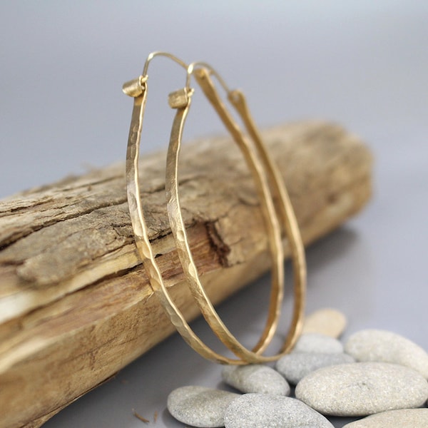 Extra Large Hammered Gold Filled Hoop Earrings