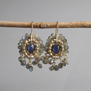 Orecchini dichiarazione labradorite, orecchini labradorite Cherkes, orecchini da sposa, gioielli da sposa, orecchini di pietre preziose, orecchini da sposa, regali