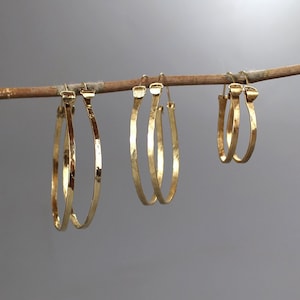 Hammered Gold Filled Hoop Earrings, Everyday Hoops, Unique Hoop Earrings, Boho Hoops - Available in 3 Sizes