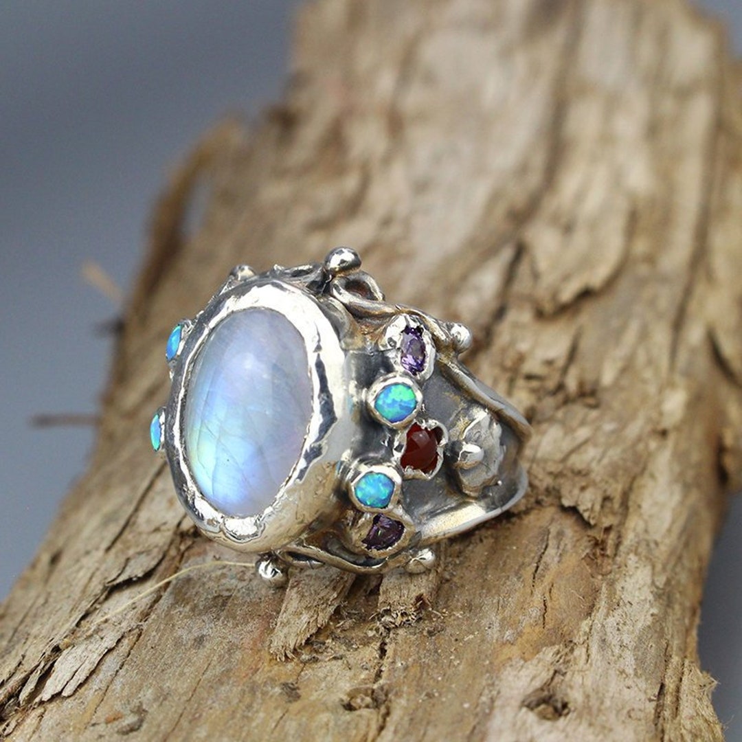 Moonstone Engagement Ring Moonstone Birthstone Engagement - Etsy