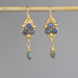 Labradorite Drop Earrings, Dangle Earrings, Unique Jewelry, Gold Filled Earrings, Dangle Earrings, Labradorite Jewelry, Labradorite Earrings