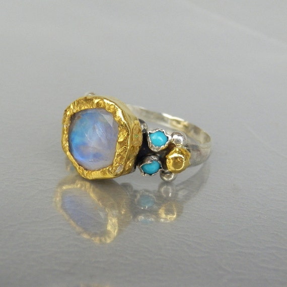 Gold and Silver Engagement Ring Moonstone Ring Venus Ring - Etsy
