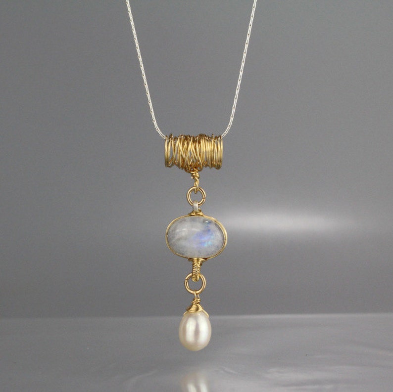 June Birthstone Necklace Twisted Necklace Moonstone Pendant - Etsy