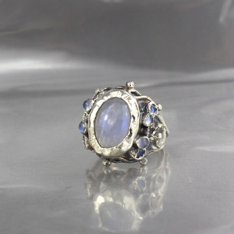 Rainbow Moonstone Ring Unique Engagement Ring Moonstone | Etsy