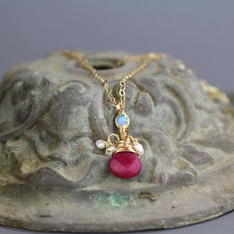 Gemstone Drop Necklace Minimalist Gemstone Necklace Everyday Etsy