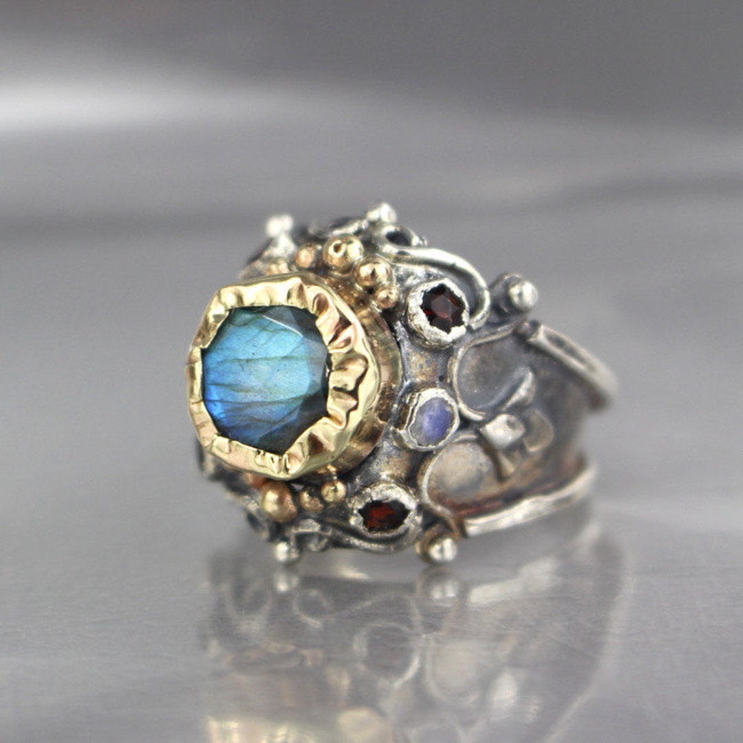 Labradorite Ring, Labradorite Gemstones Ring, Cocktail Ring, 9K Gold ...