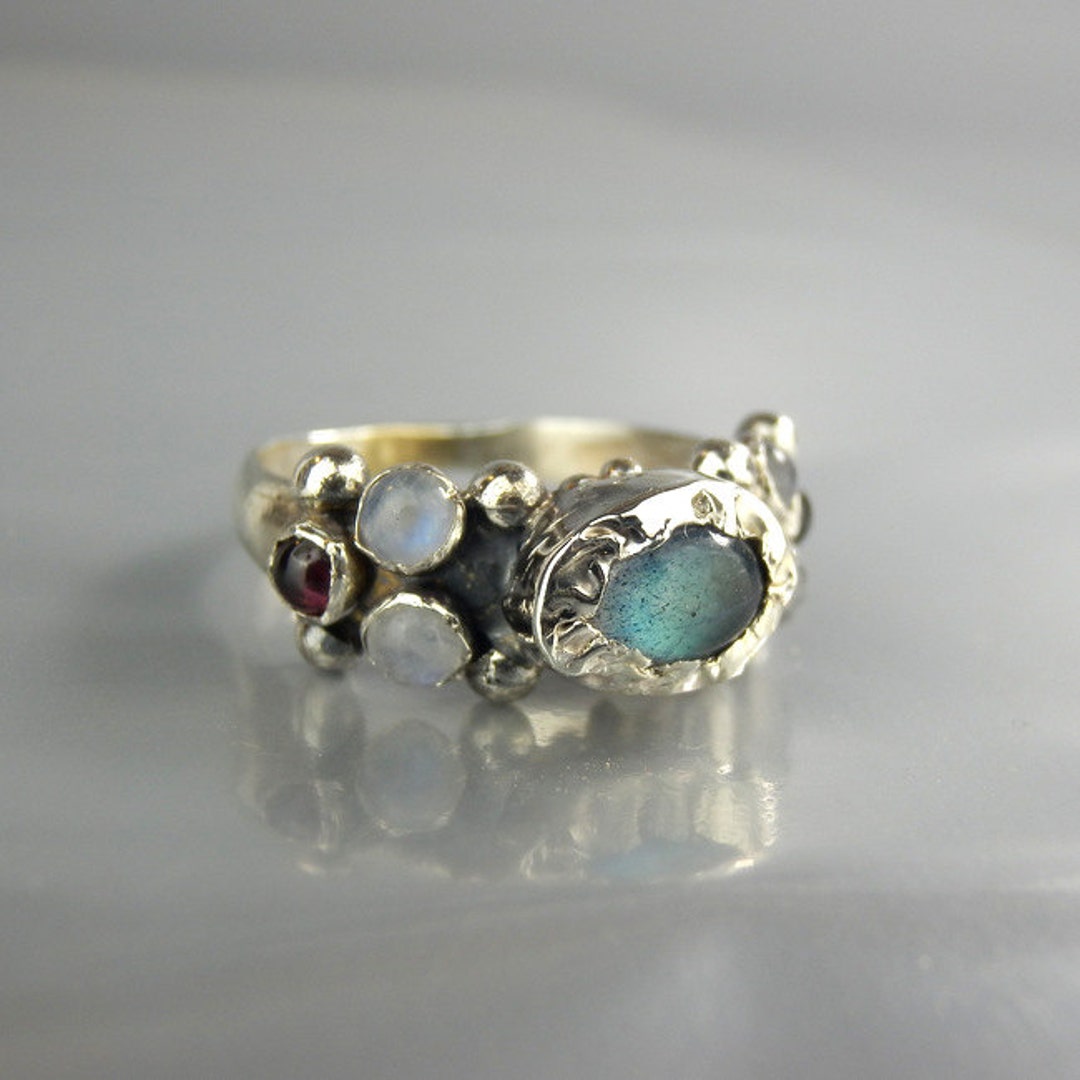 Labradorite Gemstone Ring, Silver Ring, Stacking Ring, Gemstone Ring ...