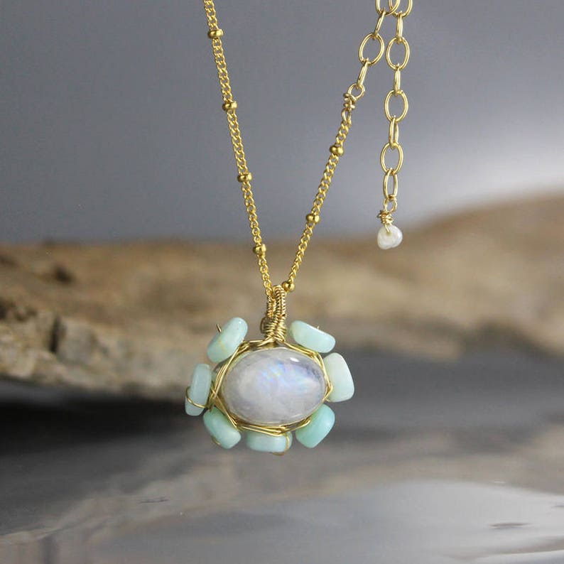 Opal Jewelry Moonstone Opal Necklace Necklace for Mom Gold Etsy