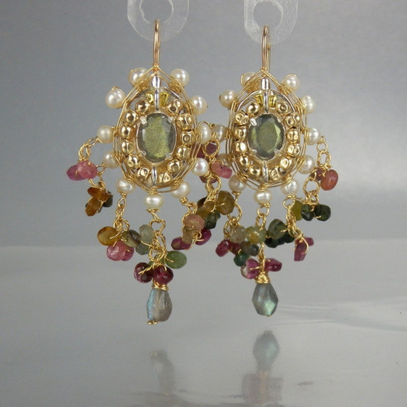 Unique Women's Oversized Earrings Bridal Gemstone Gold Etsy
