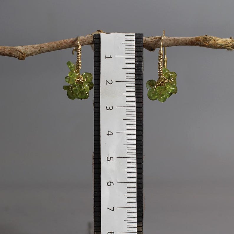 Cluster Ruller Peridot Hoop Earrings, Large Cluster Earrings, Wire Wrap Hoops, Peridot ...