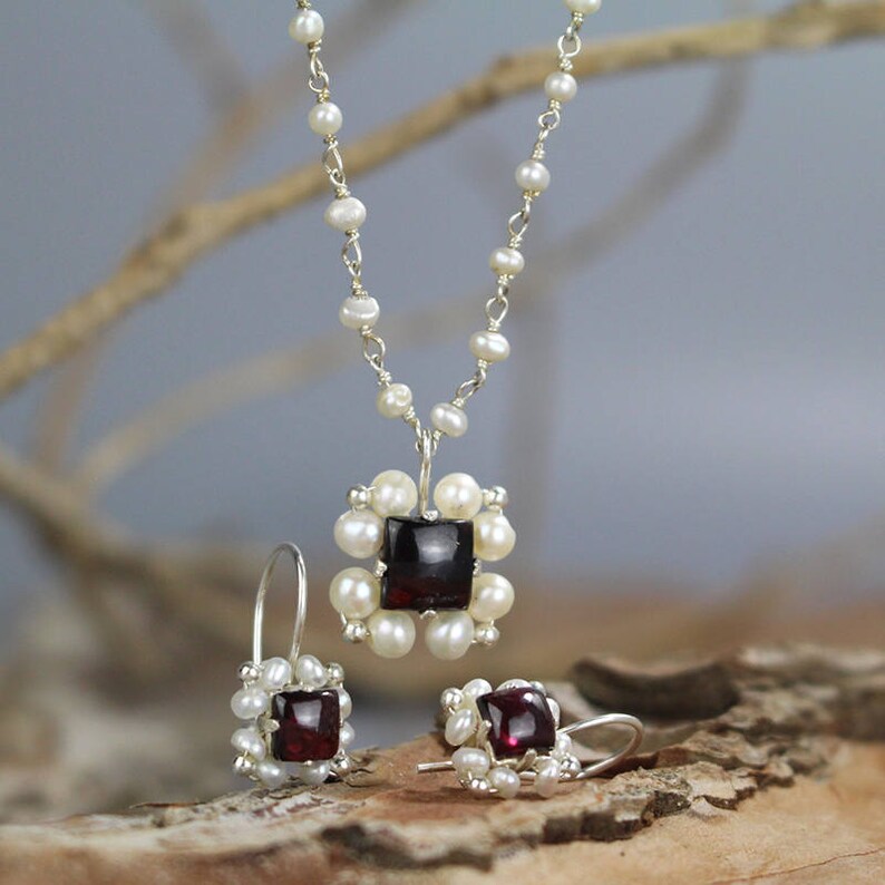 Pearl Bridal Set Silver Wedding Set Pearl Wedding Etsy