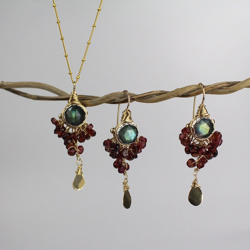 Labradorite Garnet Goddess Jewelry Set Gemstone Bridal | Etsy