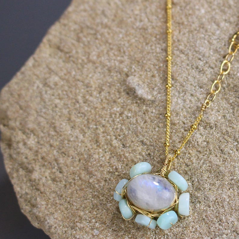 Opal Jewelry Moonstone Opal Necklace Necklace for Mom Gold Etsy