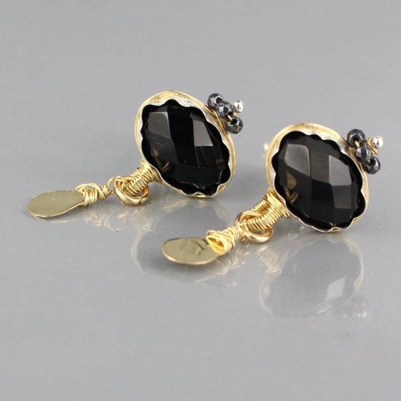 Black Onyx Clip-On Dangle Earrings