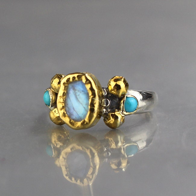 Moonstone Wedding Ring Gold Moonstone Ring Silver and Gold - Etsy