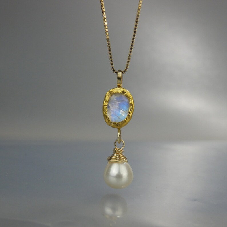 Gold Bridal Necklace Moonstone Necklace Gold Gemstone Necklace Initial Pendant Wife Gift Personalized Jewelry Personalized Necklace