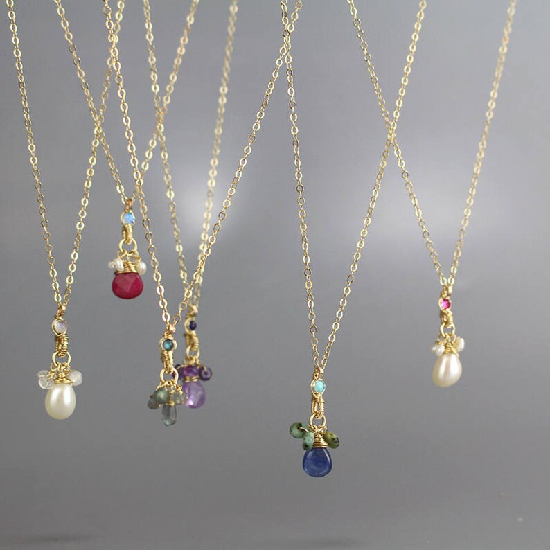 Gemstone Drop Necklace Minimalist Gemstone Necklace Everyday Etsy