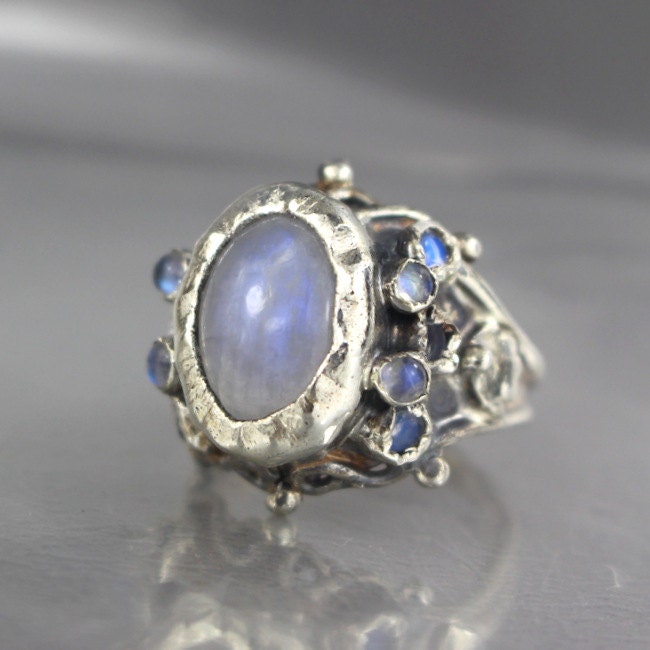 Rainbow Moonstone Ring Unique Engagement Ring Moonstone | Etsy