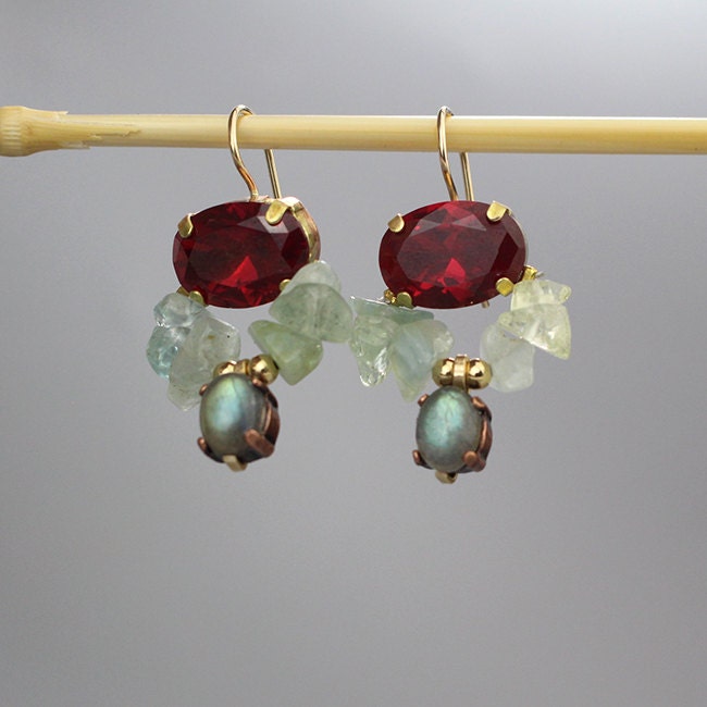 Ruby butterfly earrings Clearance