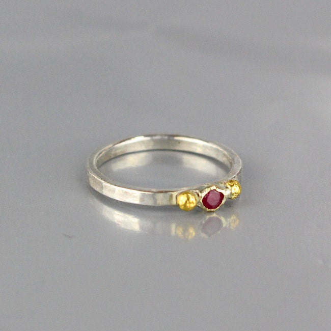 Sterling Silver Wedding Band Bezel Set With Genuine Ruby or - Etsy